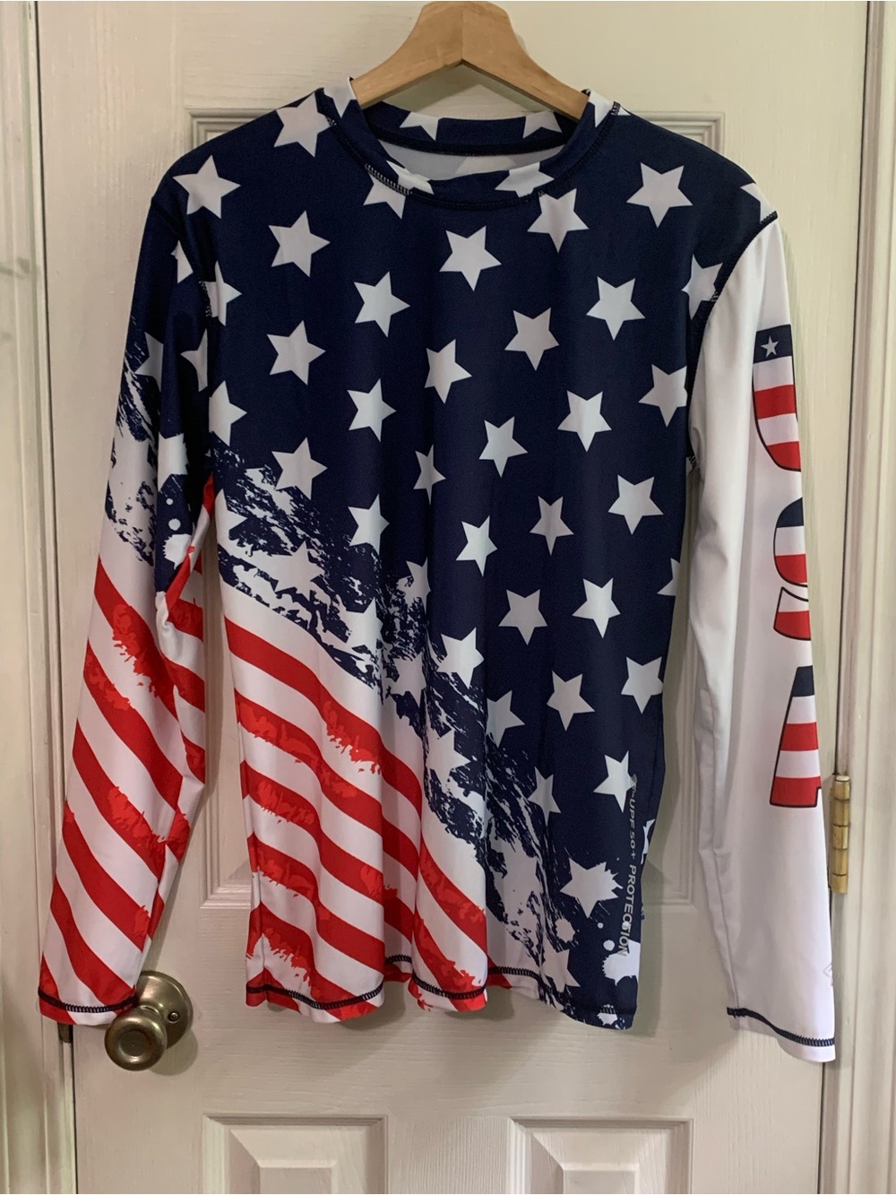 Banana Boat Women's XL Shirt Top  UPF 50+ American Flag Compression